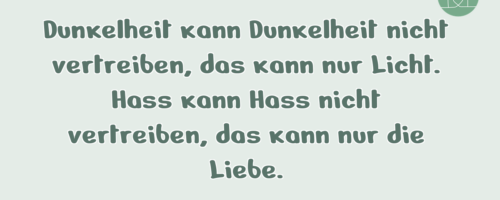 Dunkelheit kann Dunkelheit nicht vertreiben, das …